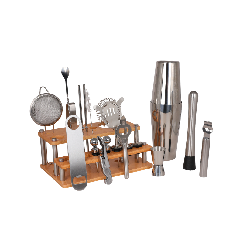 24-Piece Boston Shaker Set Bartender Kit with Stand