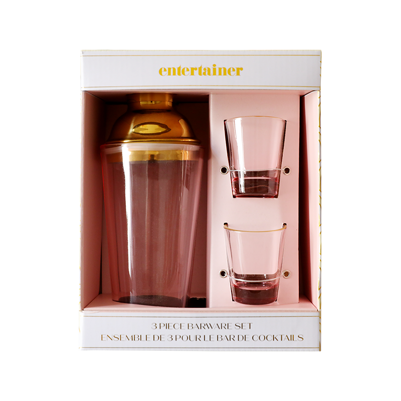 3-Piece Vintage Gold Cocktail Shaker Set