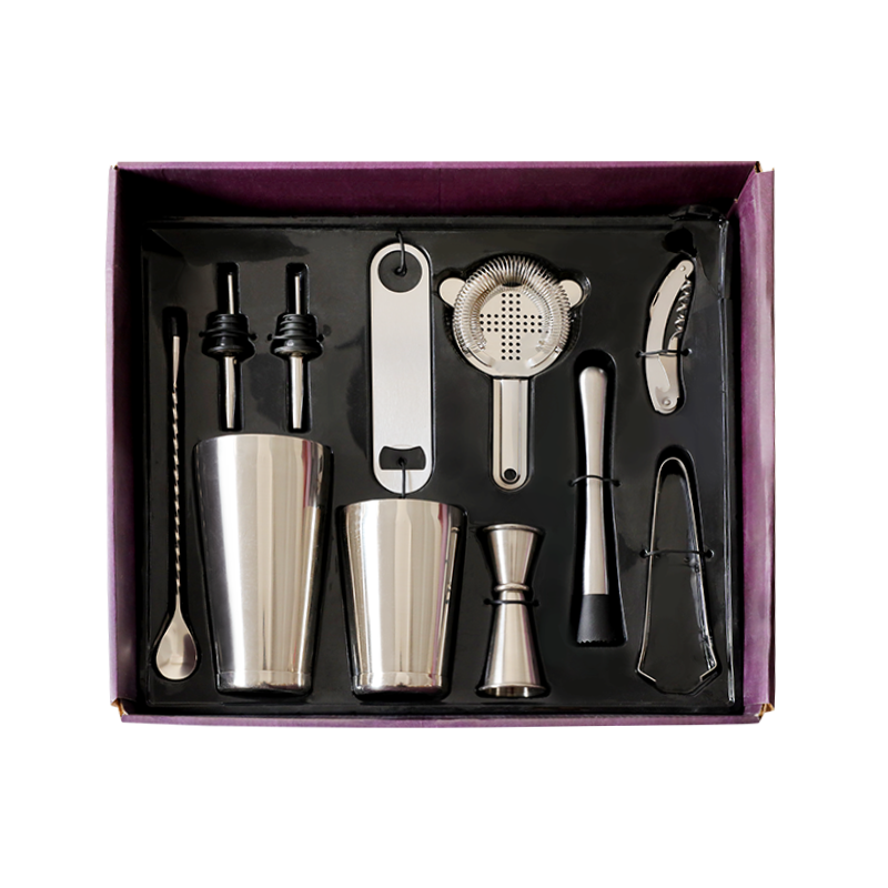 10-Piece Stainless Steel Boston Shaker Mixer Kit