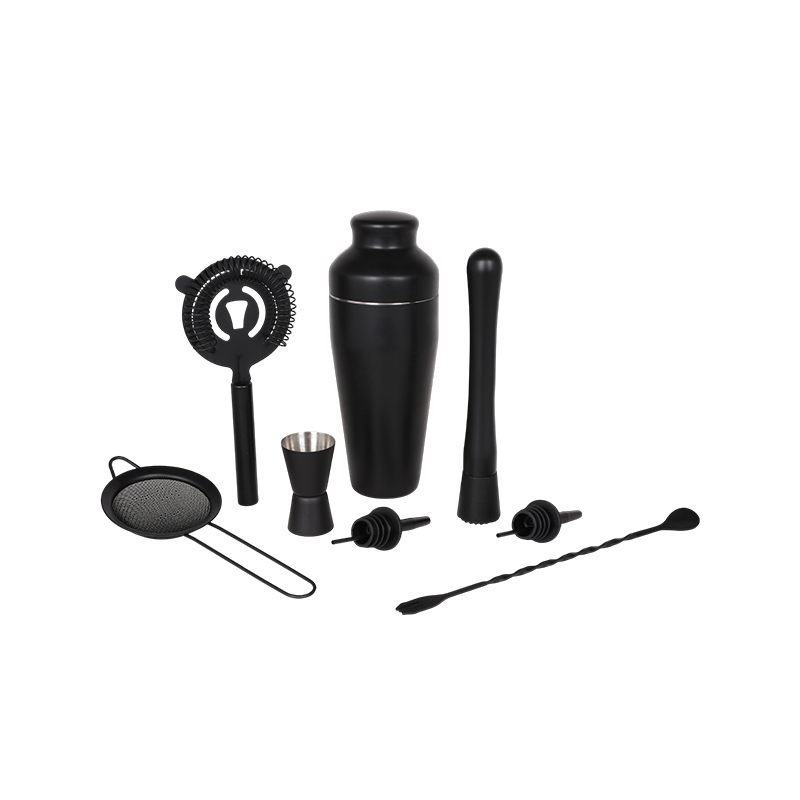 8-Piece Matte Black Stainless Steel Bar Set
