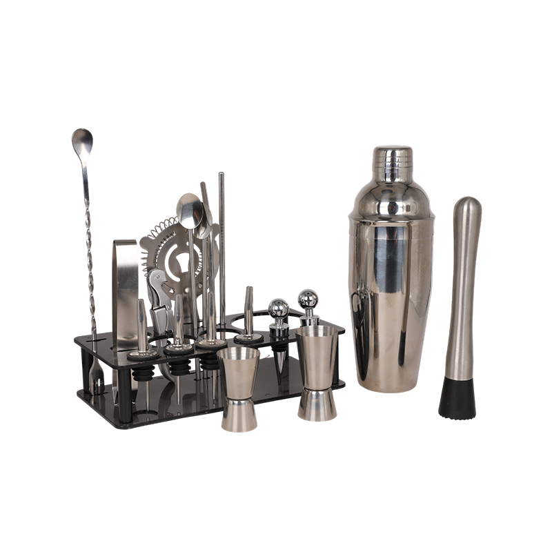 19-Piece Stainless Steel Martini Mixer Drink Bartender Kit
