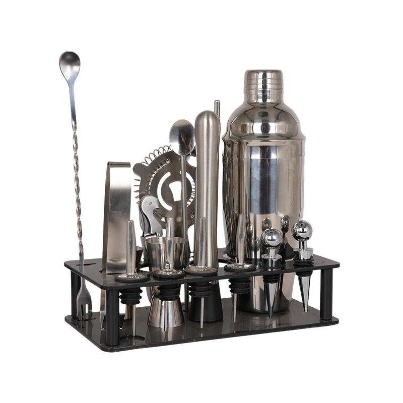 19-Piece Stainless Steel Martini Mixer Drink Bartender Kit