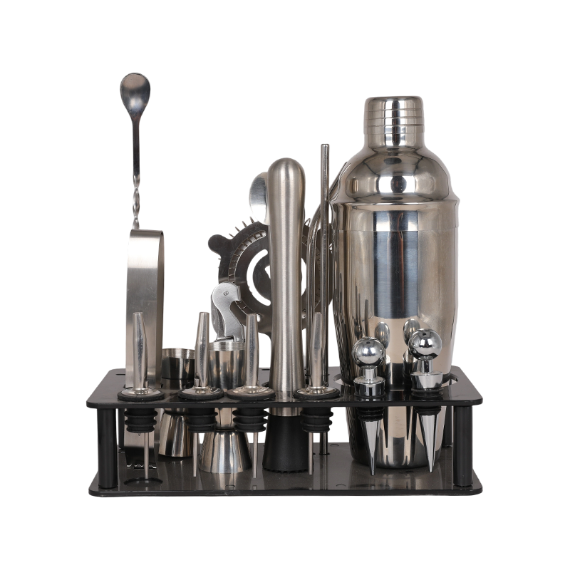 19-Piece Stainless Steel Martini Mixer Drink Bartender Kit