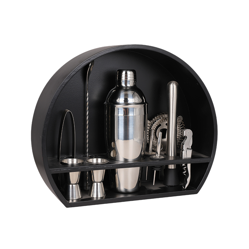 11-Piece Bartender Kit with Black Wooden Stand