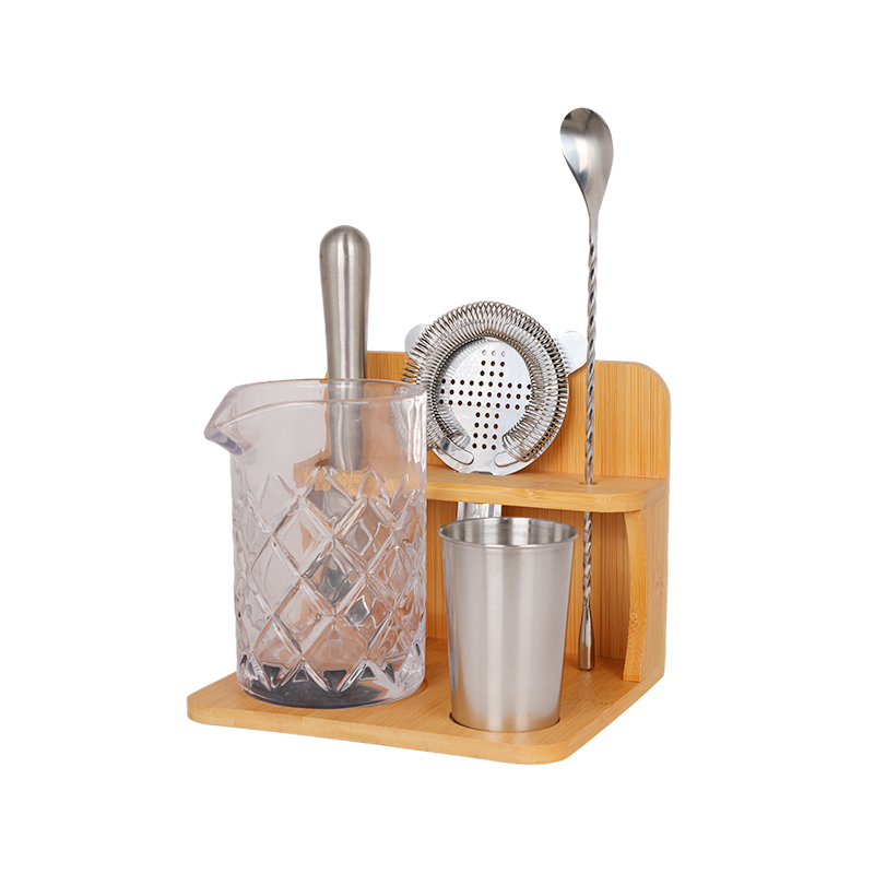 6-Piece Cocktail Glasses Set with Bamboo Stand