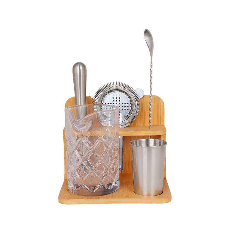 6-Piece Cocktail Glasses Set with Bamboo Stand