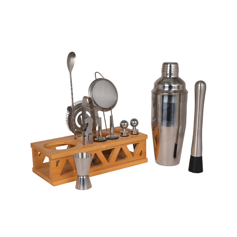 13-Piece Bartender Cocktail Shaker Set with Stand