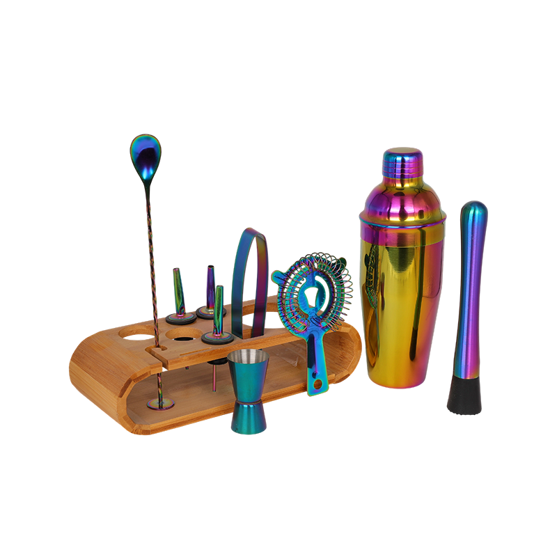 10-Piece Rainbow Stainless Steel Bartender Kit