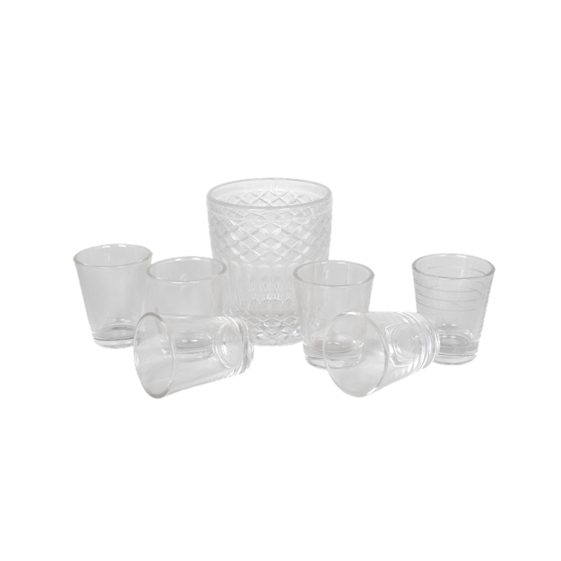 8PCS Vodka Shot Glass Set with Bamboo Wooden Holder