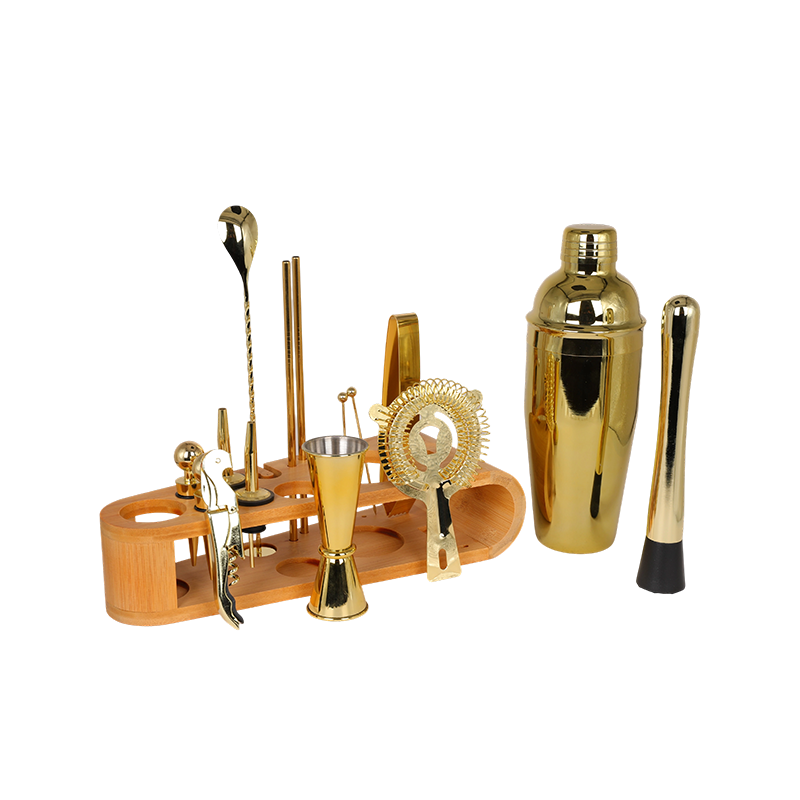 16-Piece Gold Stainless Steel Bartender Kit