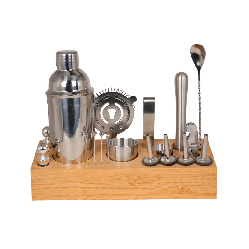 19-Piece Stainless Steel Martini Mixer Drink Bartender Kit