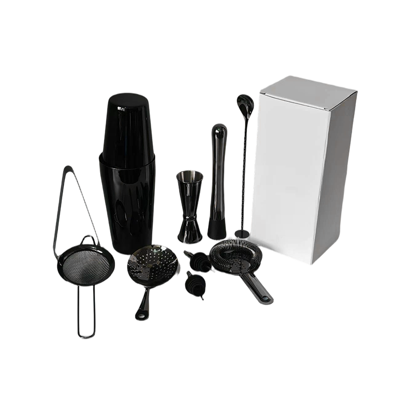 10-Piece Black Chrome Cocktail Shaker Set