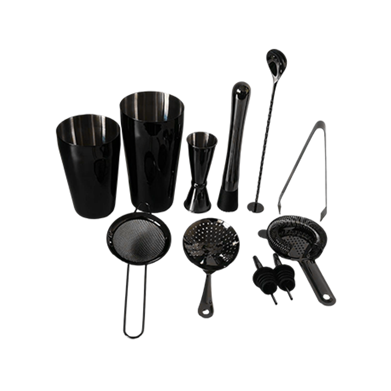 10-Piece Black Chrome Cocktail Shaker Set