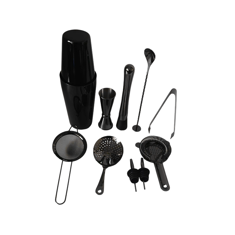 10-Piece Black Chrome Cocktail Shaker Set