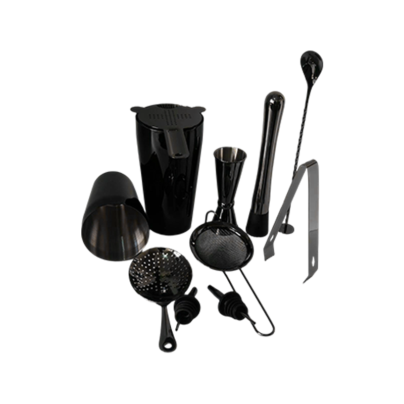 10-Piece Black Chrome Cocktail Shaker Set