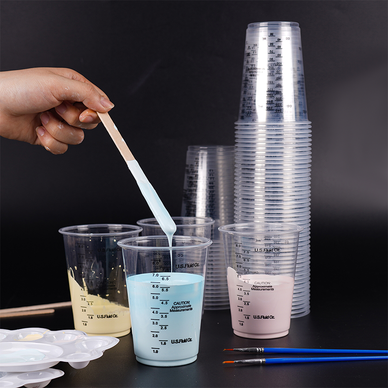 8oz Graduated Mixing Cups with Wooden Stirring Sticks